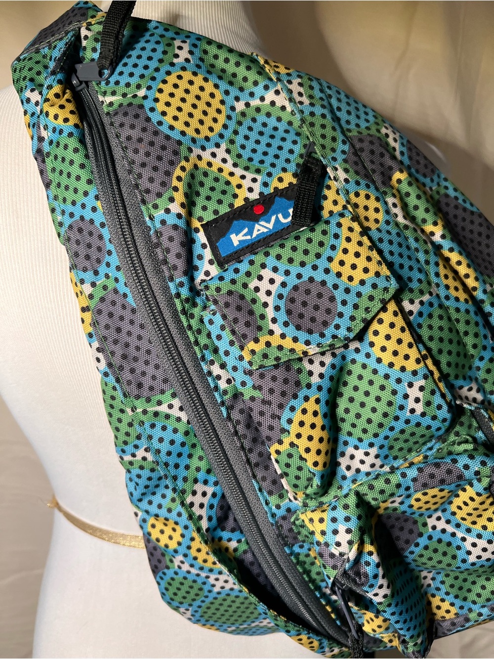Kavu Green & Blue Dot Sling Bag